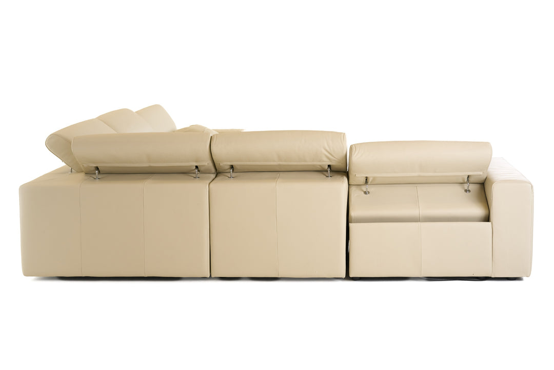 Dalton - Modern Italian Cream Leather Sectional Sofa + Recliners