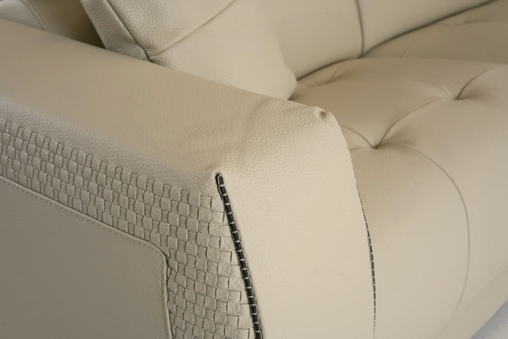 Dalton - Modern Italian Cream Leather Sectional Sofa + Recliners
