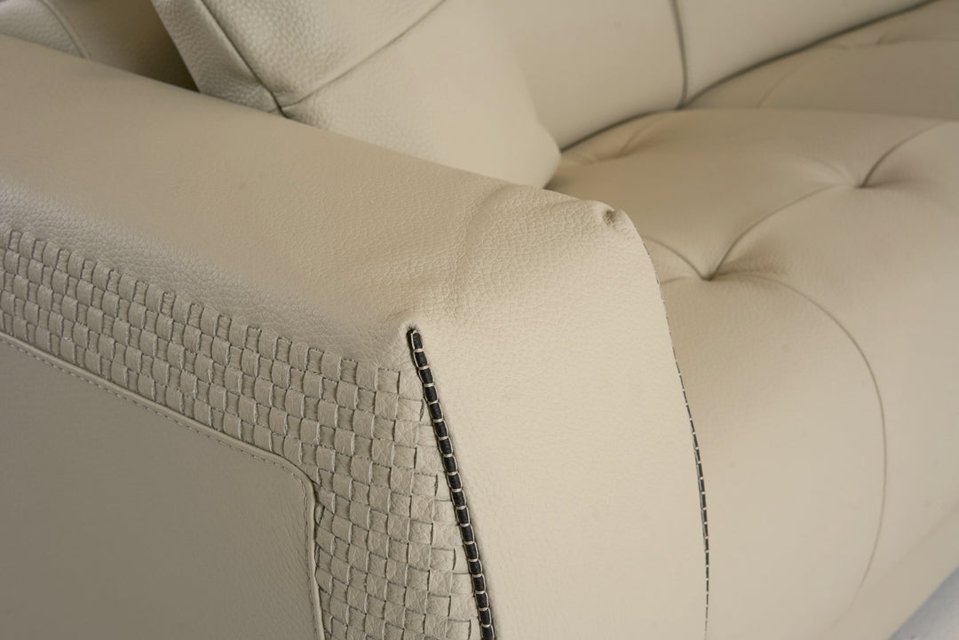 Dalton - Modern Italian Cream Leather Sectional Sofa + Recliners