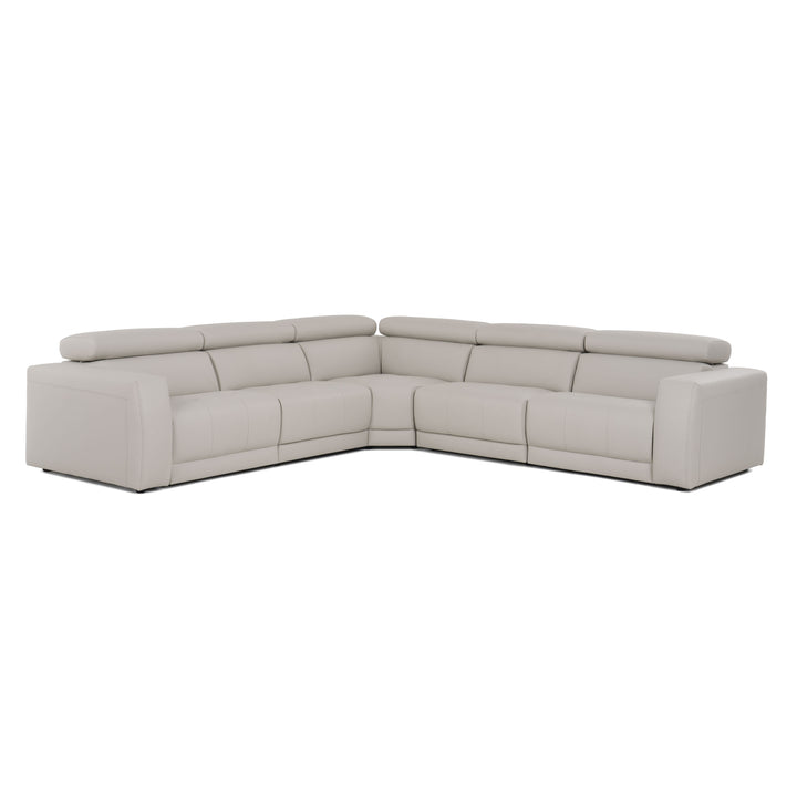Dalton - Modern Italian Light Grey Leather Sectional + Recliners