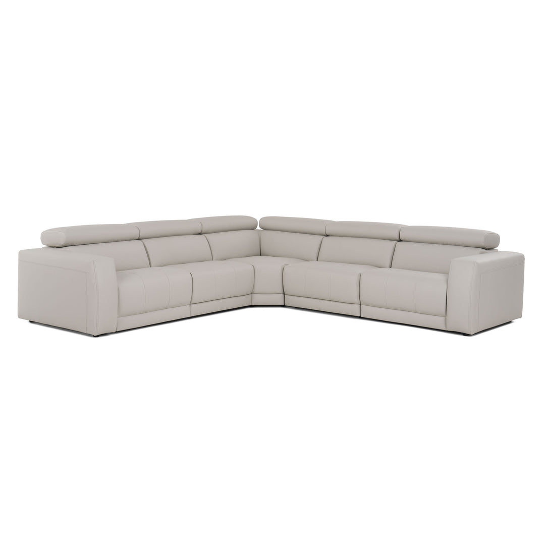 Dalton - Modern Italian Light Grey Leather Sectional + Recliners