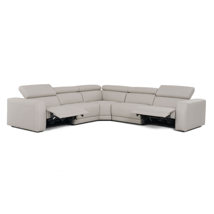 Dalton - Modern Italian Light Grey Leather Sectional + Recliners