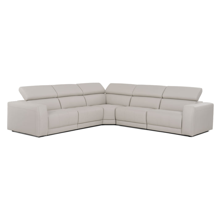 Dalton - Modern Italian Light Grey Leather Sectional + Recliners