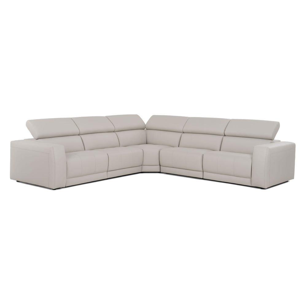 Dalton - Modern Italian Light Grey Leather Sectional + Recliners - View 3