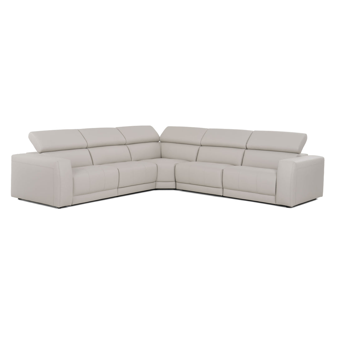 Dalton - Modern Italian Light Grey Leather Sectional + Recliners