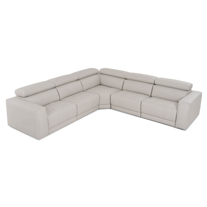 Dalton - Modern Italian Light Grey Leather Sectional + Recliners