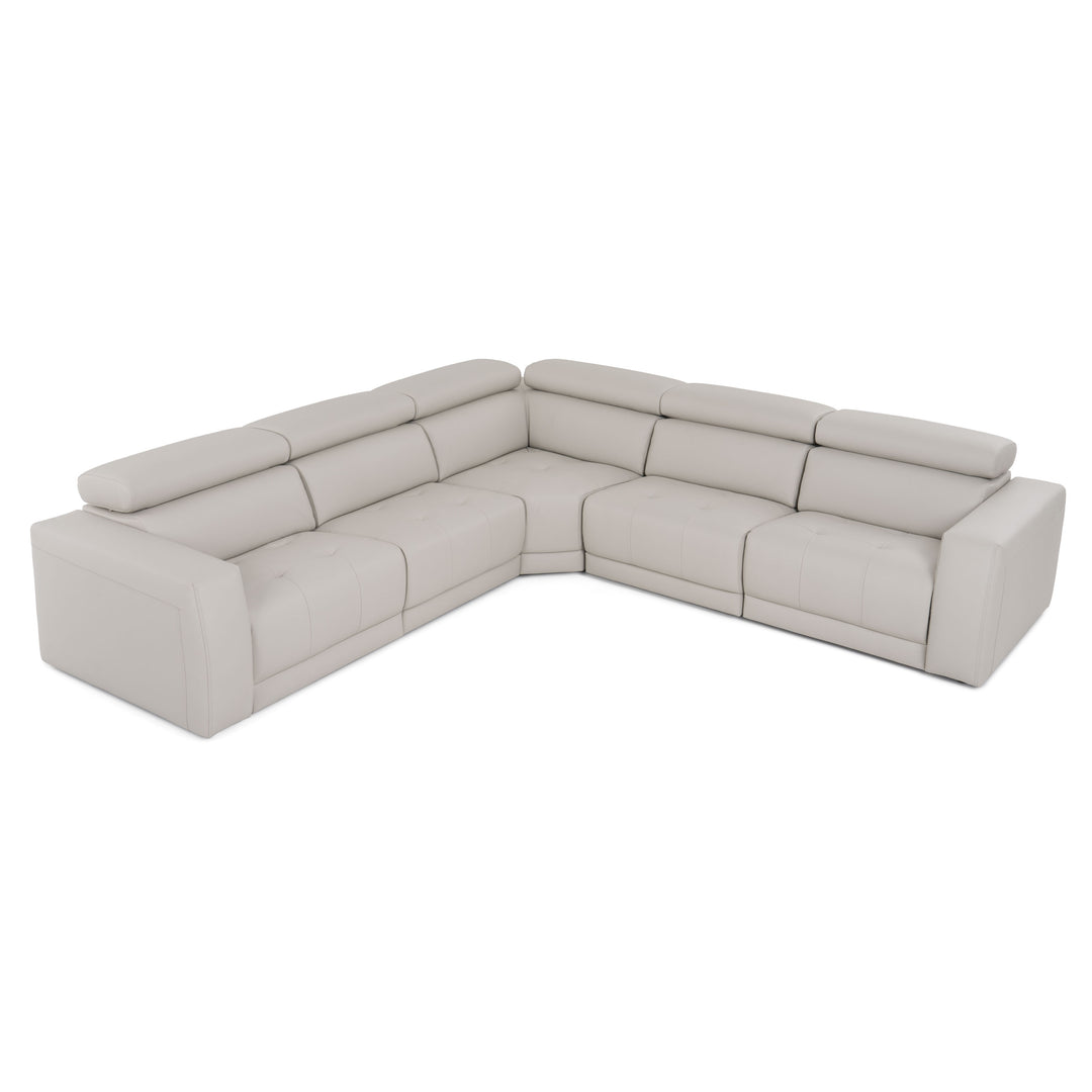 Dalton - Modern Italian Light Grey Leather Sectional + Recliners