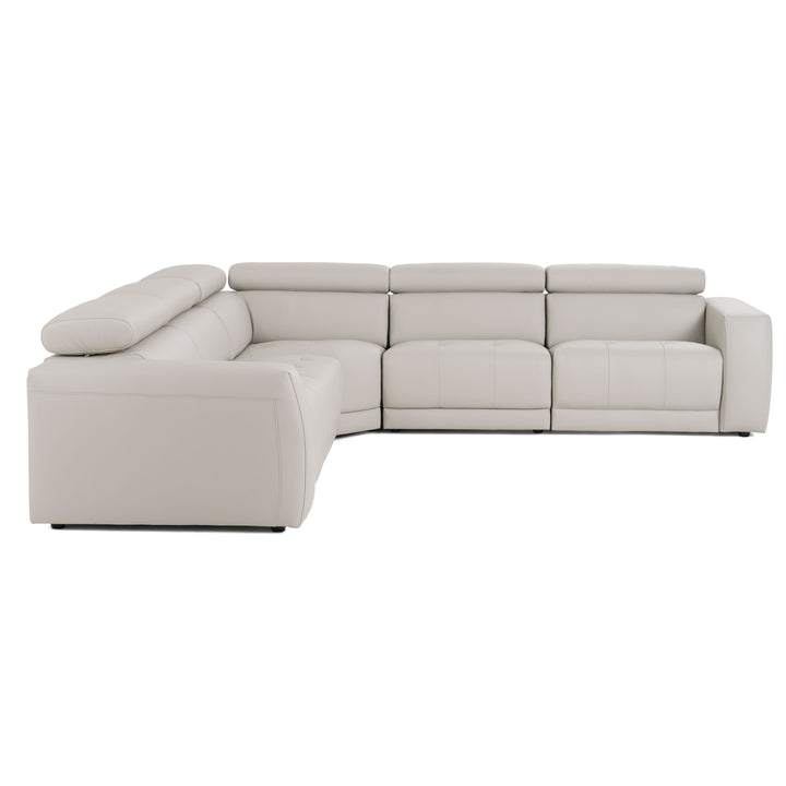 Dalton - Modern Italian Light Grey Leather Sectional + Recliners