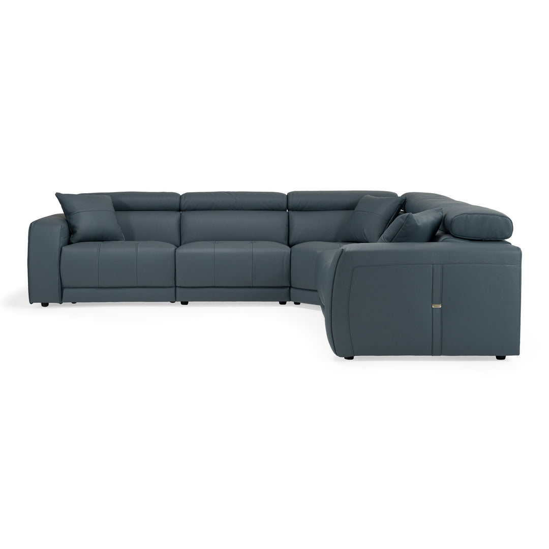 Dalton - Modern Italian Blue Leather Sectional + Recliners