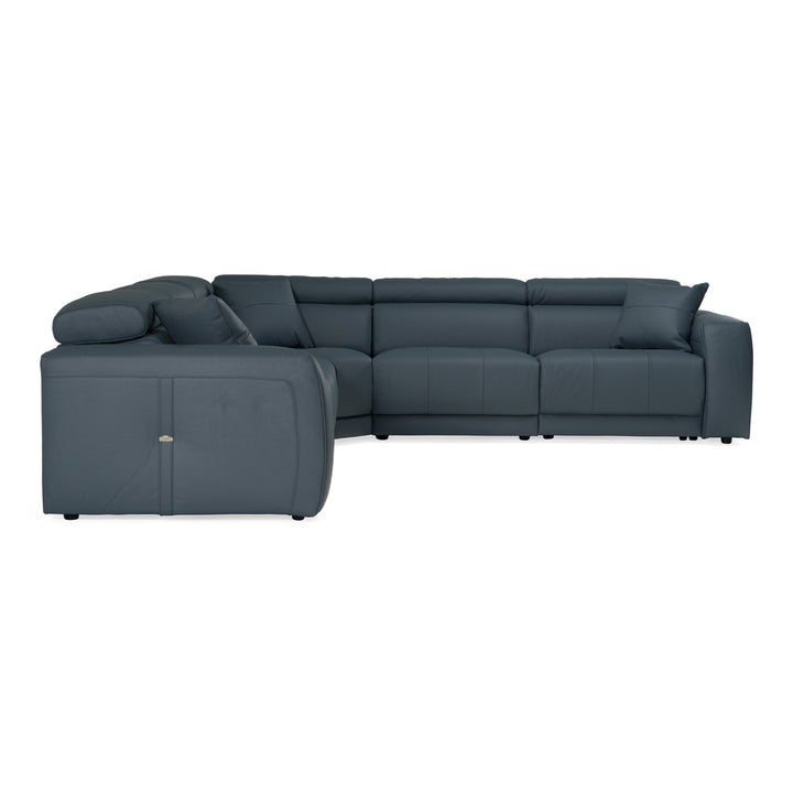 Dalton - Modern Italian Blue Leather Sectional + Recliners