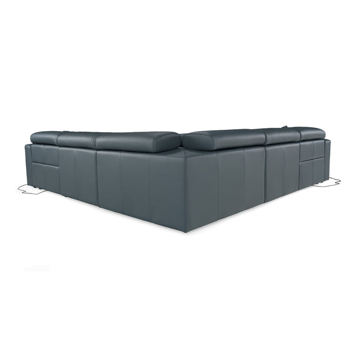 Dalton - Modern Italian Blue Leather Sectional + Recliners