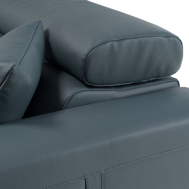 Dalton - Modern Italian Blue Leather Sectional + Recliners