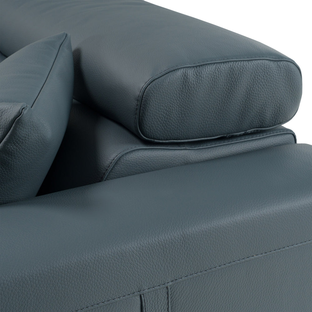 Dalton - Modern Italian Blue Leather Sectional + Recliners - View 7