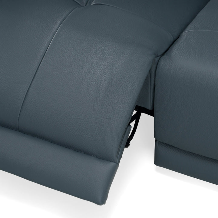 Dalton - Modern Italian Blue Leather Sectional + Recliners