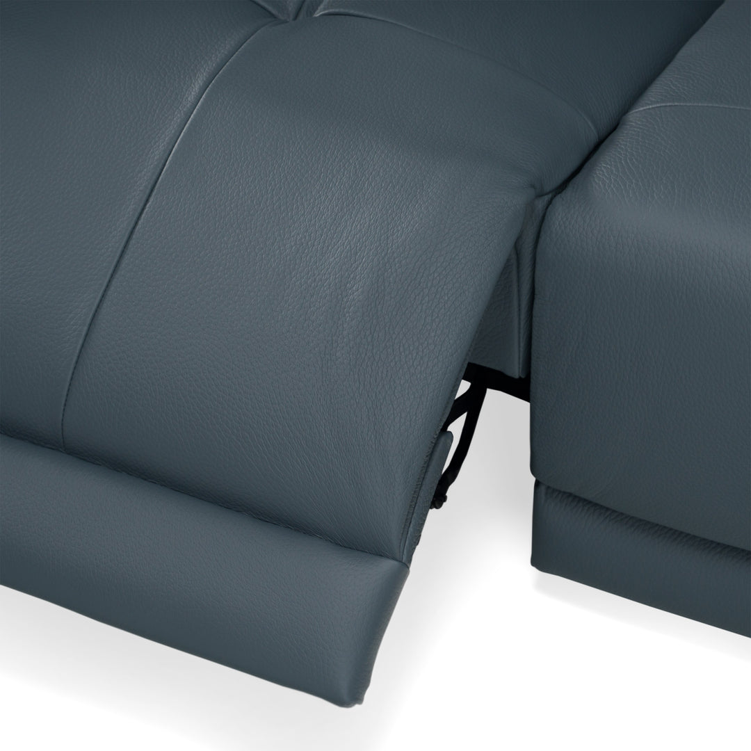 Dalton - Modern Italian Blue Leather Sectional + Recliners