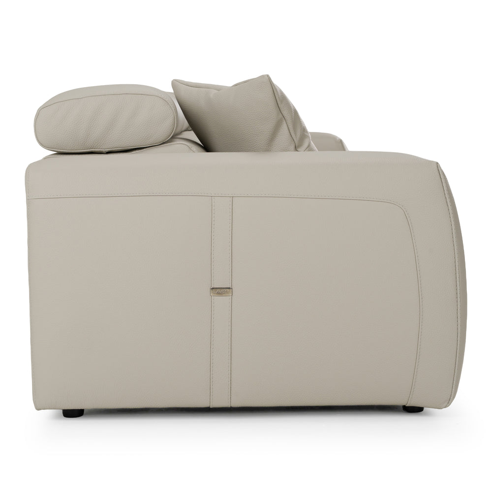 Dalton - Modern Italian Light Grey Leather 4-Seat Sofa + 2 Recliners - View 3
