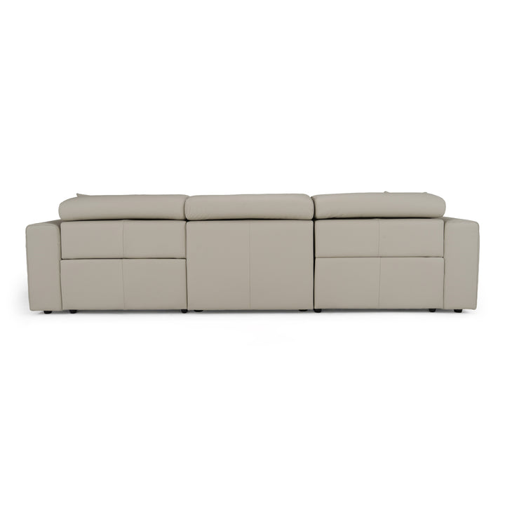 Dalton - Modern Italian Light Grey Leather 4-Seat Sofa + 2 Recliners