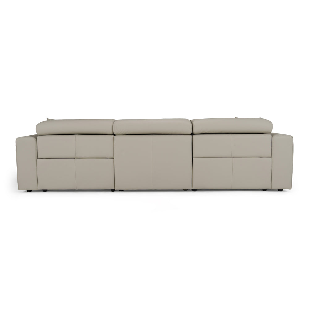 Dalton - Modern Italian Light Grey Leather 4-Seat Sofa + 2 Recliners - View 5