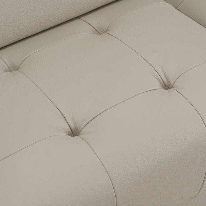 Dalton - Modern Italian Light Grey Leather 4-Seat Sofa + 2 Recliners