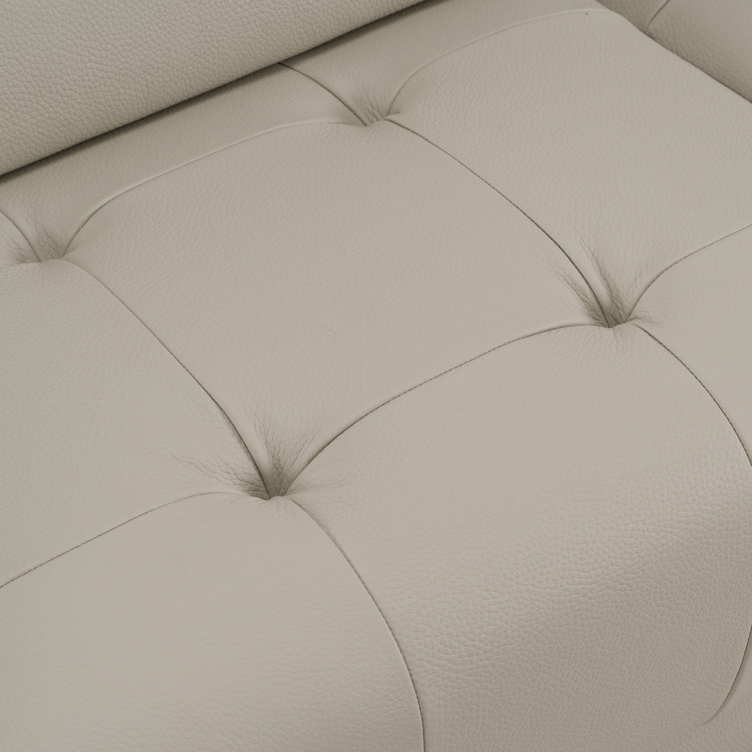 Dalton - Modern Italian Light Grey Leather 4-Seat Sofa + 2 Recliners