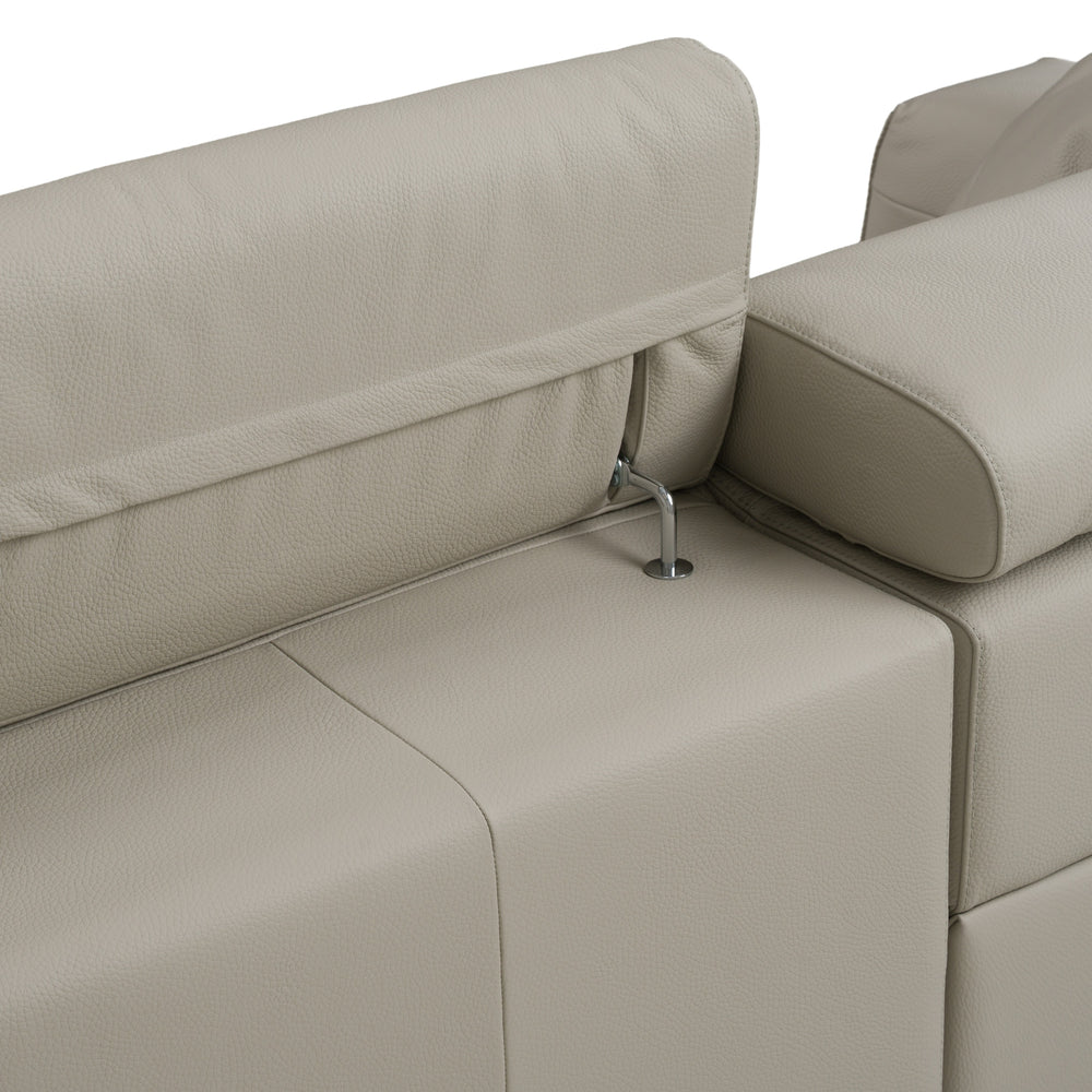 Dalton - Modern Italian Light Grey Leather 4-Seat Sofa + 2 Recliners - View 9