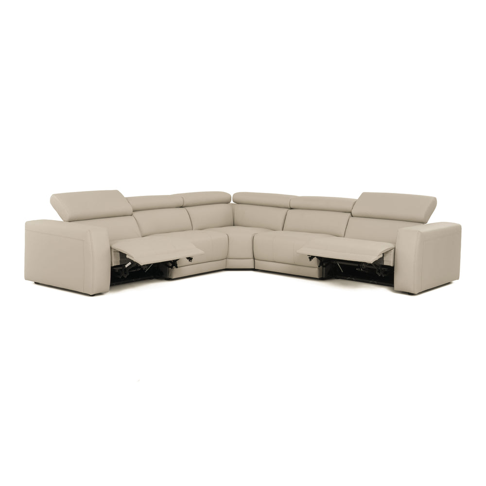 Dalton - Modern Italian Oyster Leather Sectional + 2 Recliners - View 10