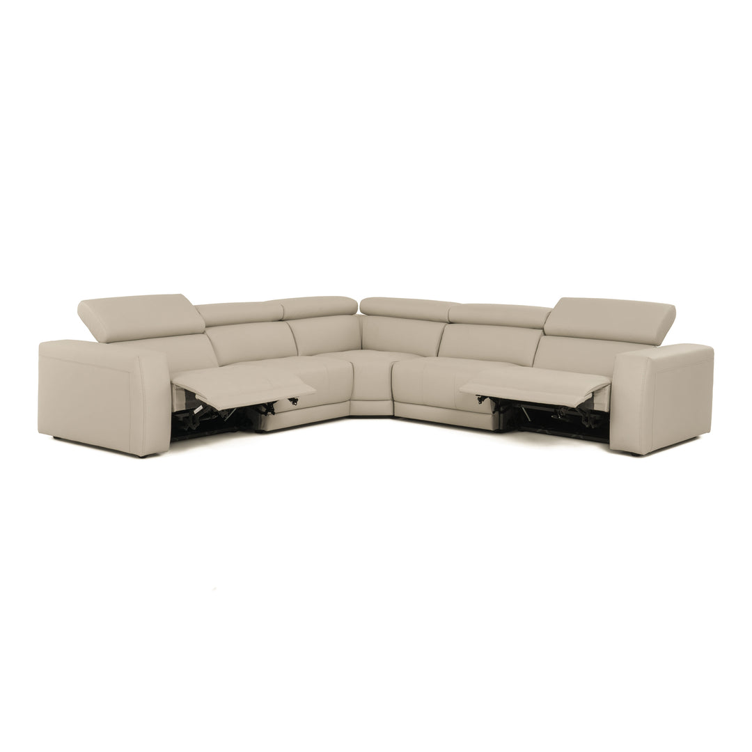 Dalton - Modern Italian Oyster Leather Sectional + 2 Recliners