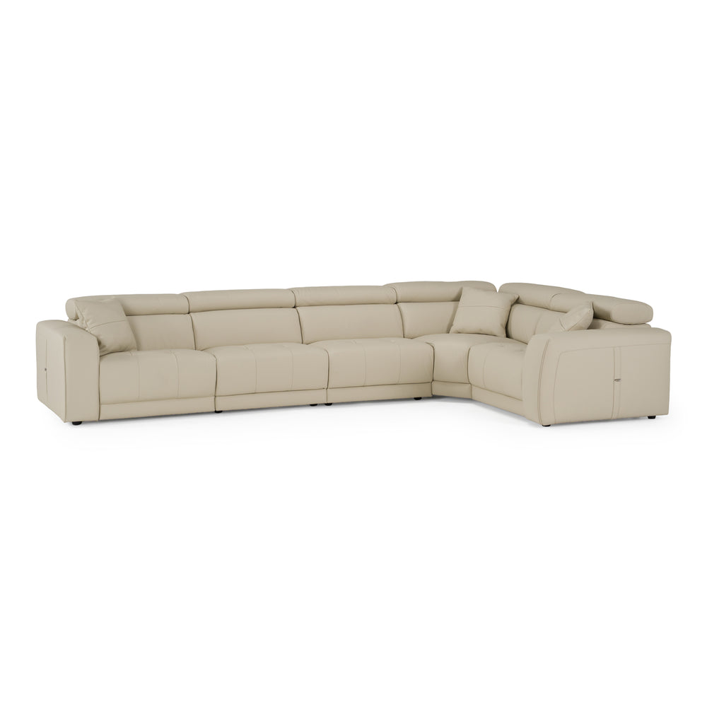 Dalton - Modern Italian Oyster Leather Sectional + 2 Recliners - View 2