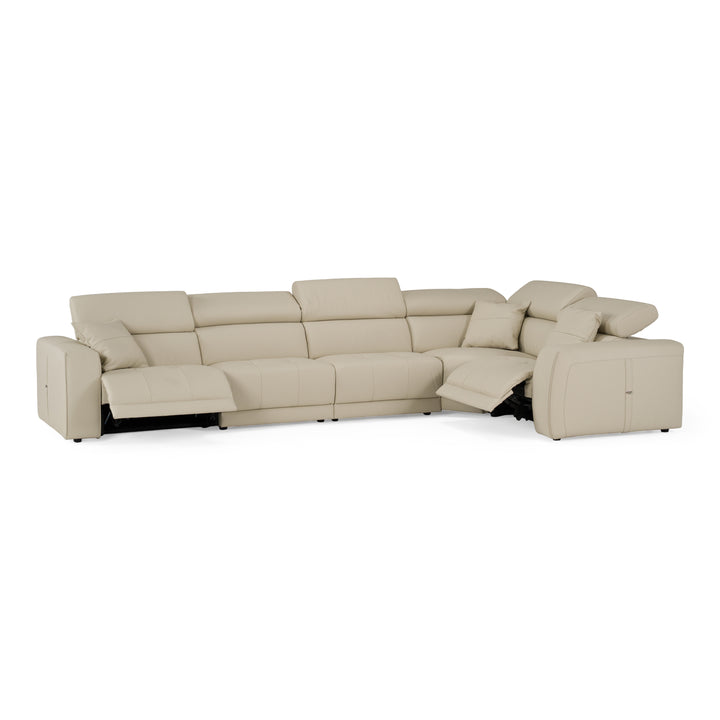Dalton - Modern Italian Oyster Leather Sectional + 2 Recliners