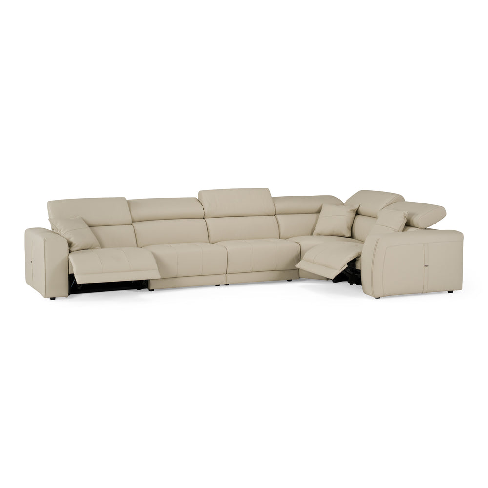 Dalton - Modern Italian Oyster Leather Sectional + 2 Recliners - View 4
