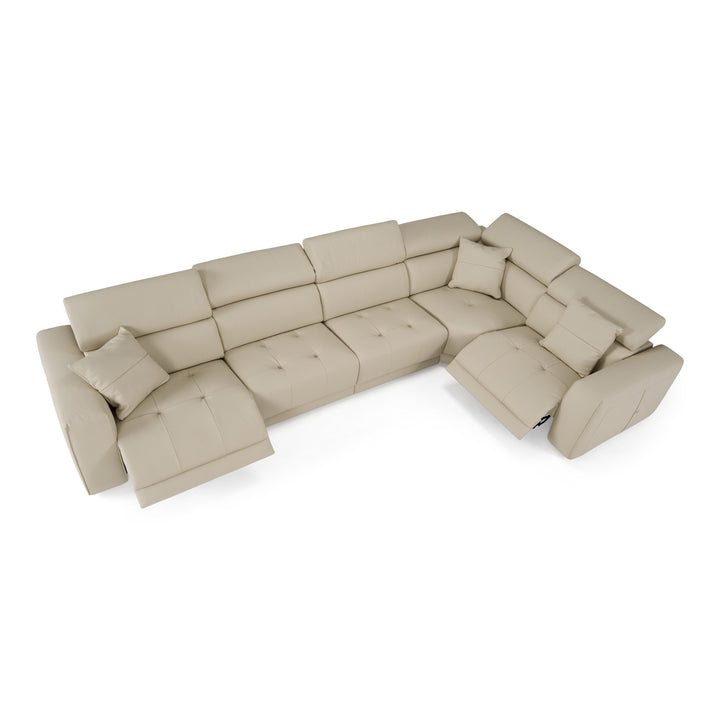Dalton - Modern Italian Oyster Leather Sectional + 2 Recliners