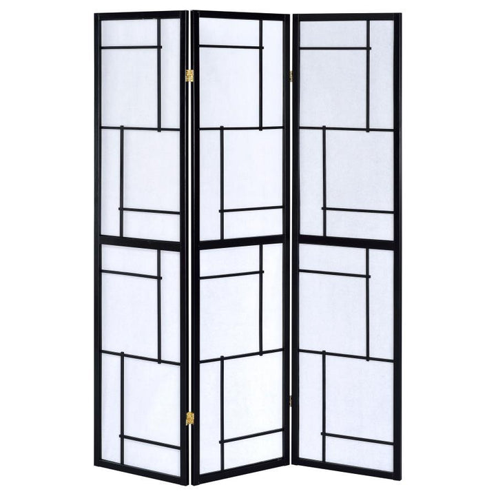 Damis - 3 - Panel Room Divider Folding Shoji Screen - Black Room Divider modern furniture Contempo Furniture