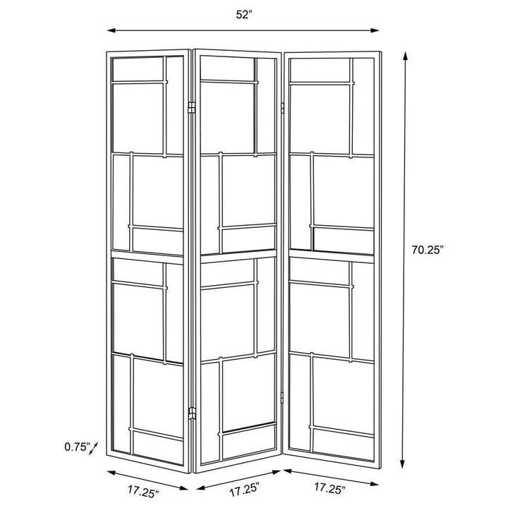 Damis - 3 - Panel Room Divider Folding Shoji Screen - Black Room Divider modern furniture Contempo Furniture
