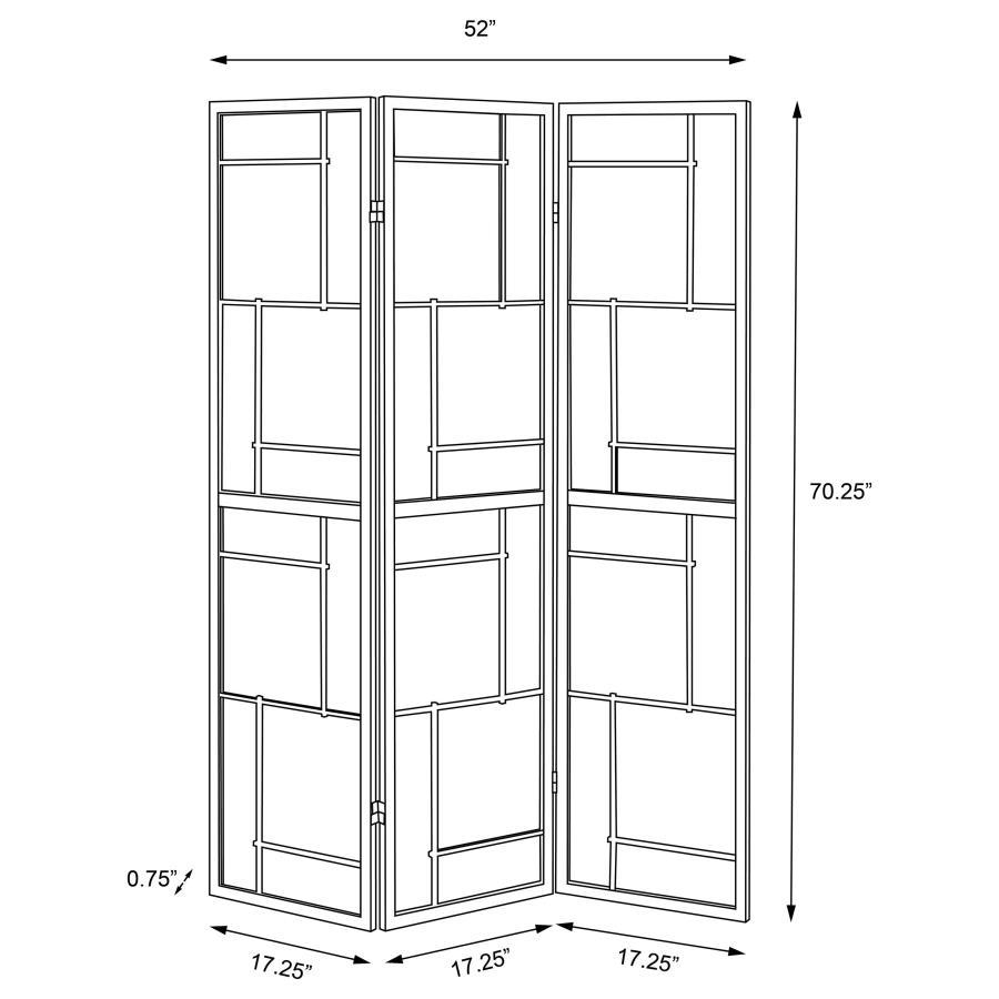 Damis - 3 - Panel Room Divider Folding Shoji Screen - Black Room Divider modern furniture Contempo Furniture