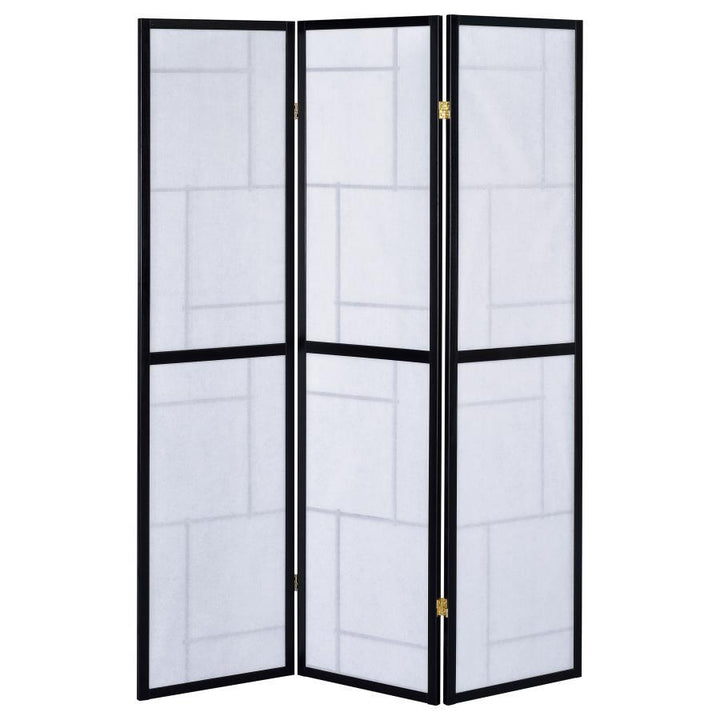 Damis - 3 - Panel Room Divider Folding Shoji Screen - Black Room Divider modern furniture Contempo Furniture