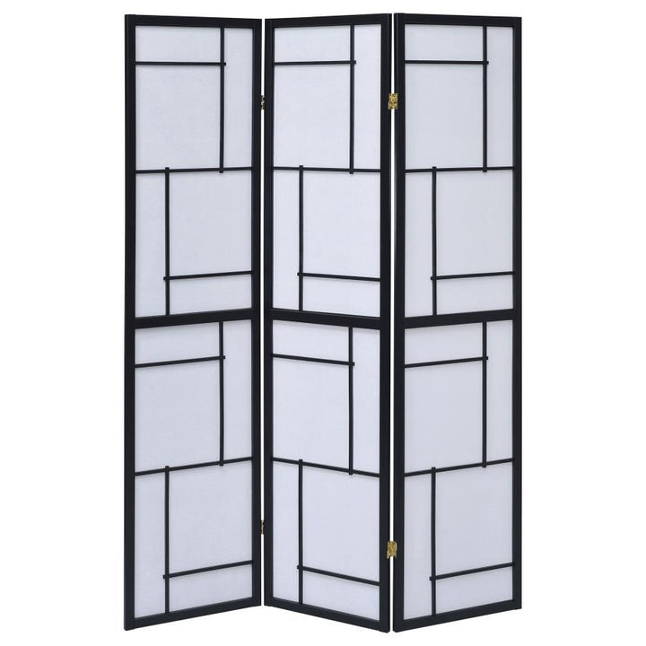 Damis - 3 - Panel Room Divider Folding Shoji Screen - Black Room Divider modern furniture Contempo Furniture