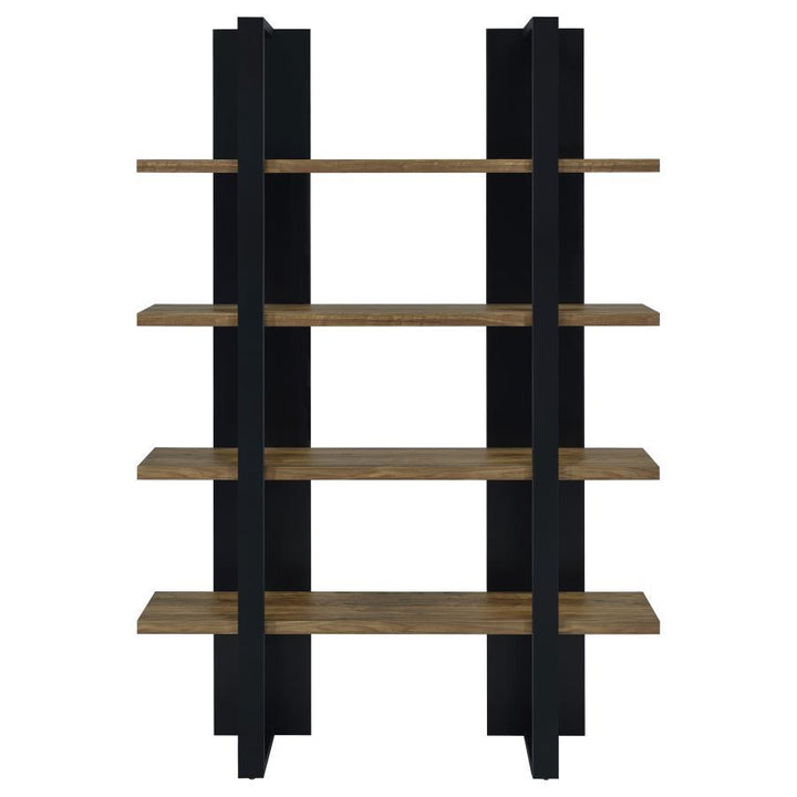Danbrook - 4 - Shelf Bookshelf - Black And Aged Walnut Standard Bookcase modern furniture Contempo Furniture