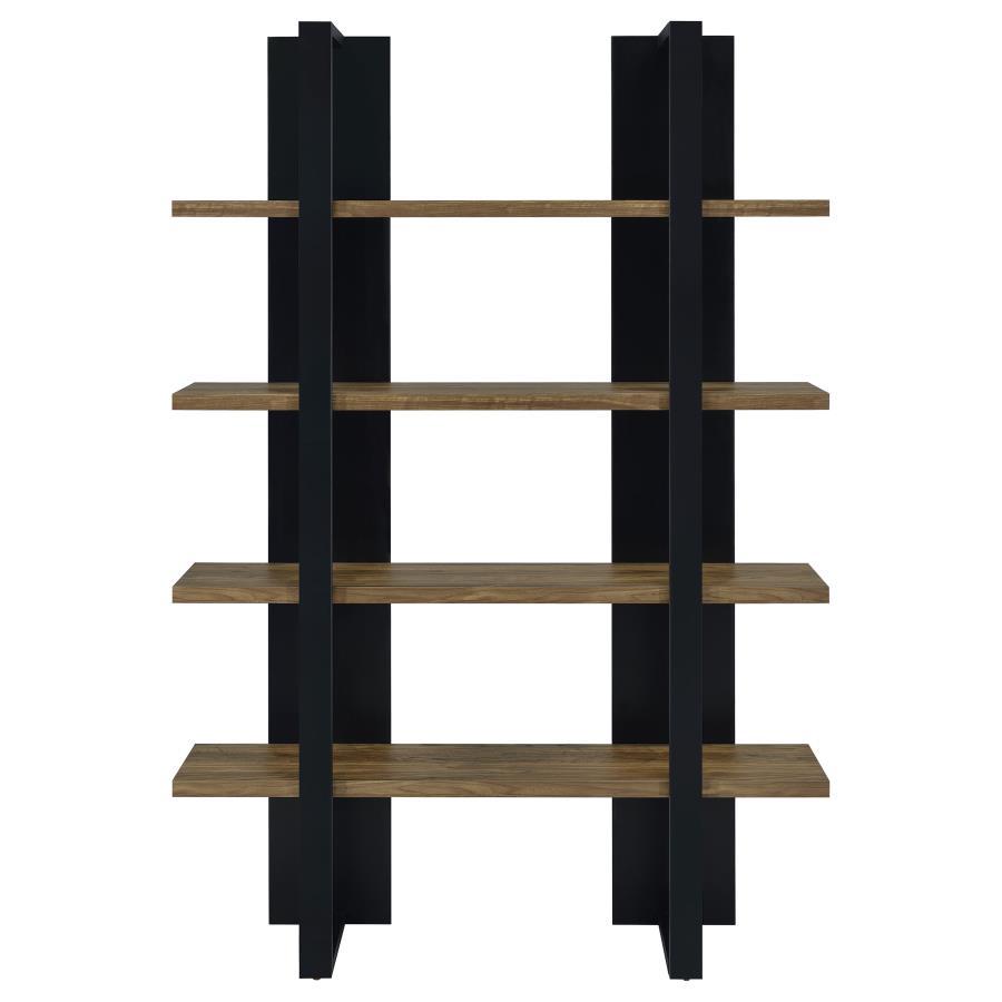 Danbrook - 4 - Shelf Bookshelf - Black And Aged Walnut Standard Bookcase modern furniture Contempo Furniture