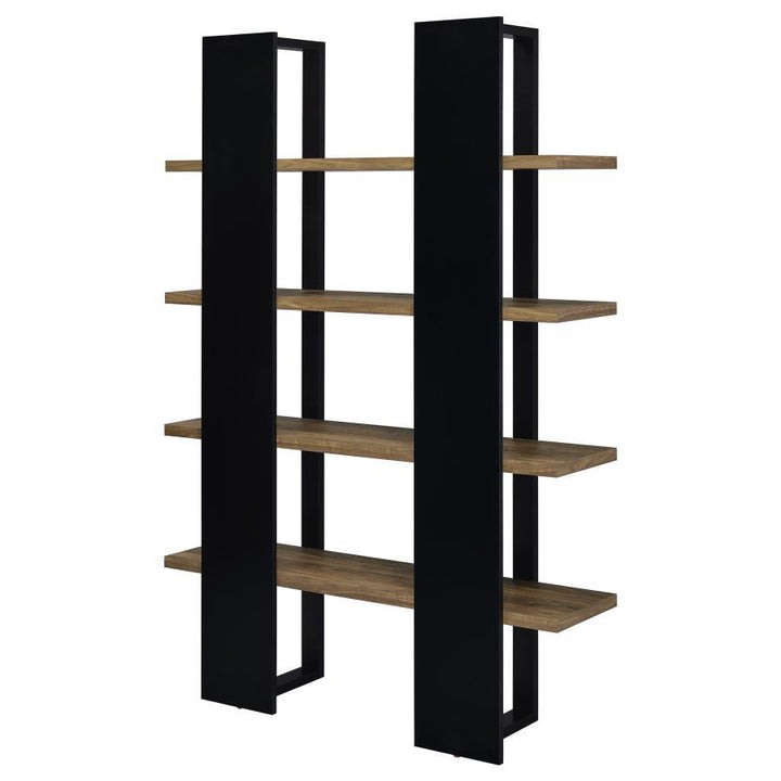 Danbrook - 4 - Shelf Bookshelf - Black And Aged Walnut Standard Bookcase modern furniture Contempo Furniture