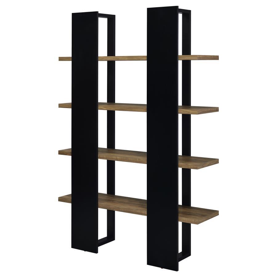 Danbrook - 4 - Shelf Bookshelf - Black And Aged Walnut Standard Bookcase modern furniture Contempo Furniture