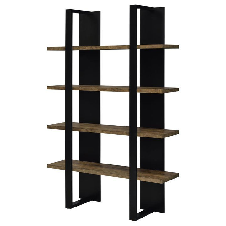 Danbrook - 4 - Shelf Bookshelf - Black And Aged Walnut Standard Bookcase modern furniture Contempo Furniture