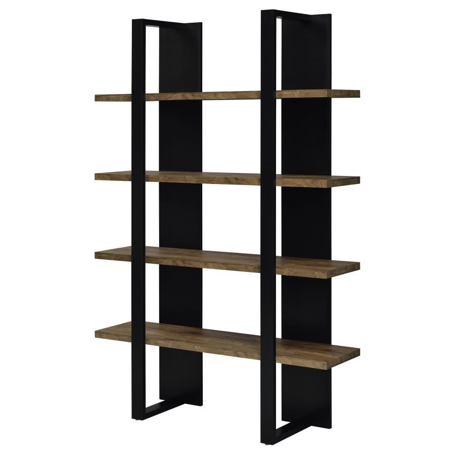 Danbrook - 4 - Shelf Bookshelf - Black And Aged Walnut Standard Bookcase modern furniture Contempo Furniture