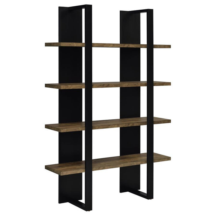Danbrook - 4 - Shelf Bookshelf - Black And Aged Walnut Standard Bookcase modern furniture Contempo Furniture