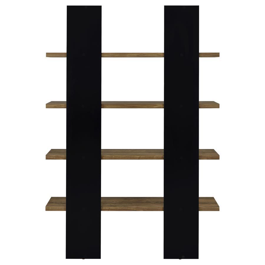 Danbrook - 4 - Shelf Bookshelf - Black And Aged Walnut Standard Bookcase modern furniture Contempo Furniture