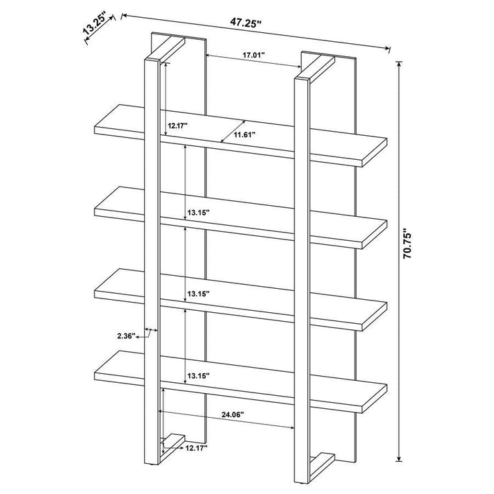 Danbrook - 4 - Shelf Bookshelf - Black And Aged Walnut Standard Bookcase modern furniture Contempo Furniture