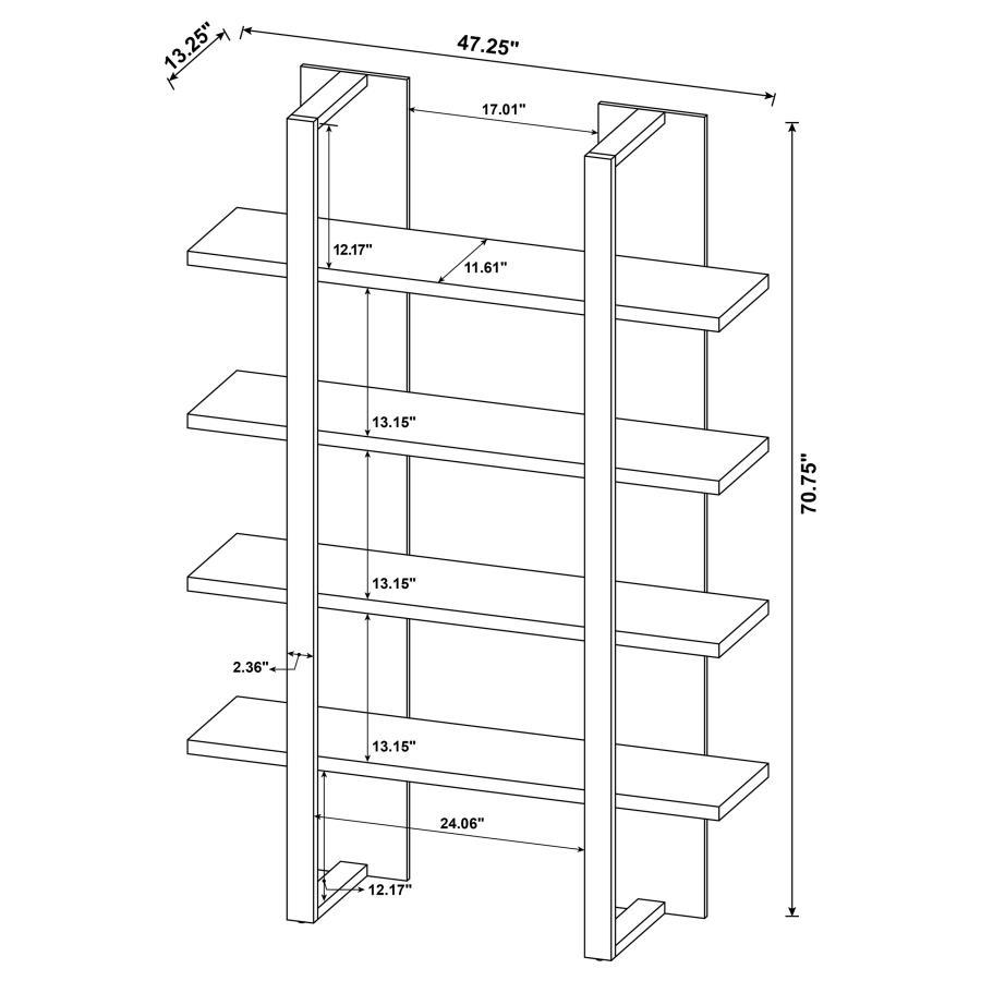 Danbrook - 4 - Shelf Bookshelf - Black And Aged Walnut Standard Bookcase modern furniture Contempo Furniture