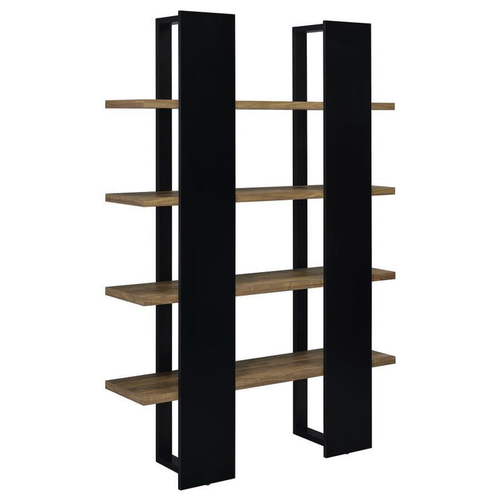 Danbrook - 4 - Shelf Bookshelf - Black And Aged Walnut Standard Bookcase modern furniture Contempo Furniture