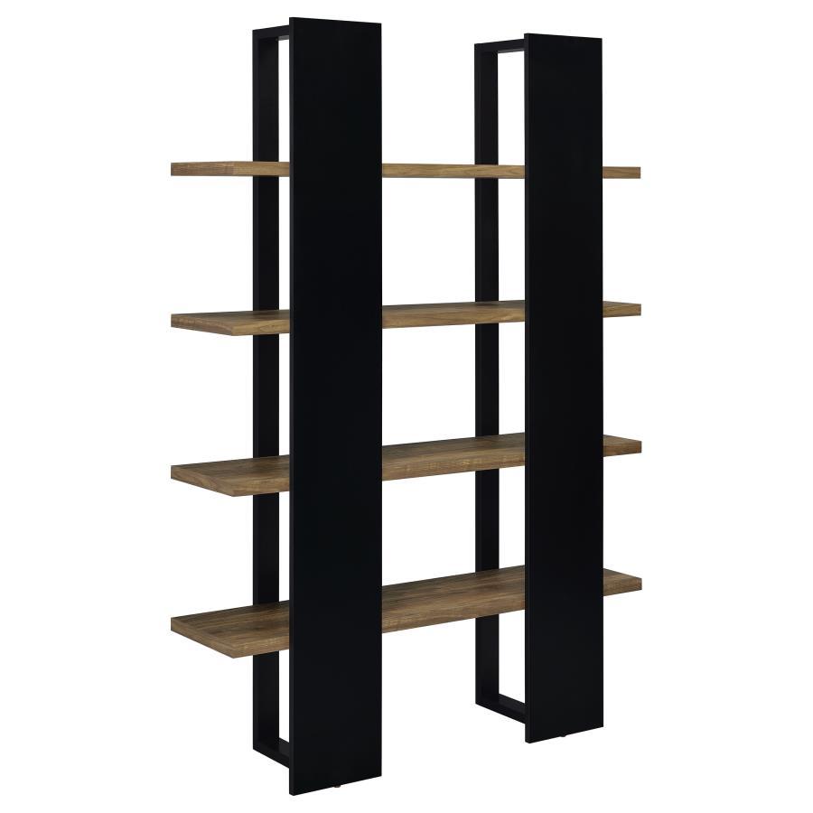 Danbrook - 4 - Shelf Bookshelf - Black And Aged Walnut Standard Bookcase modern furniture Contempo Furniture