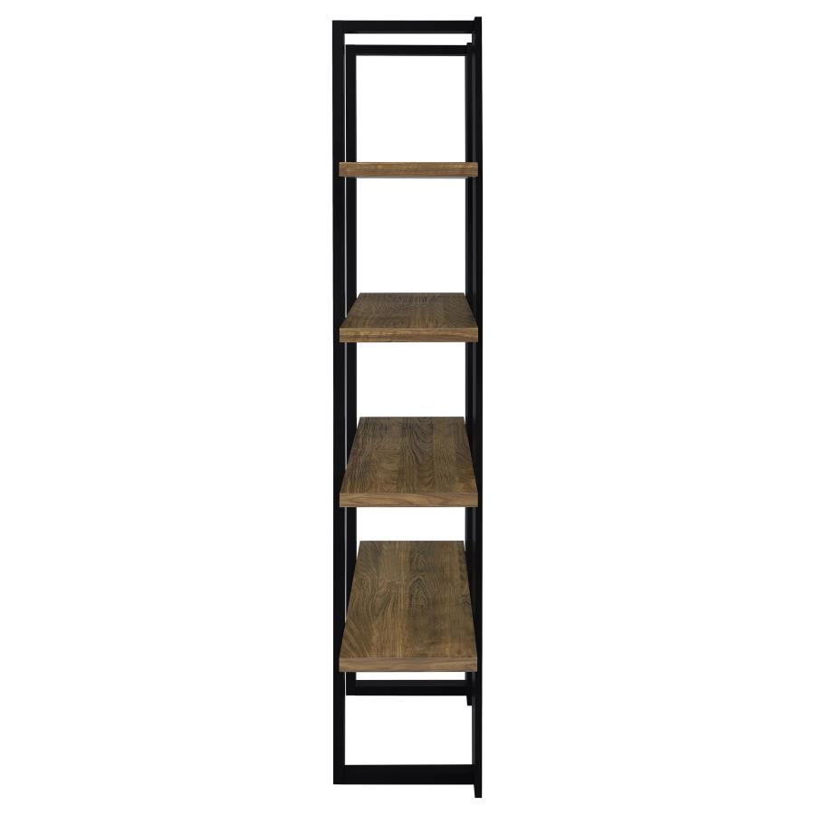Danbrook - 4 - Shelf Bookshelf - Black And Aged Walnut Standard Bookcase modern furniture Contempo Furniture