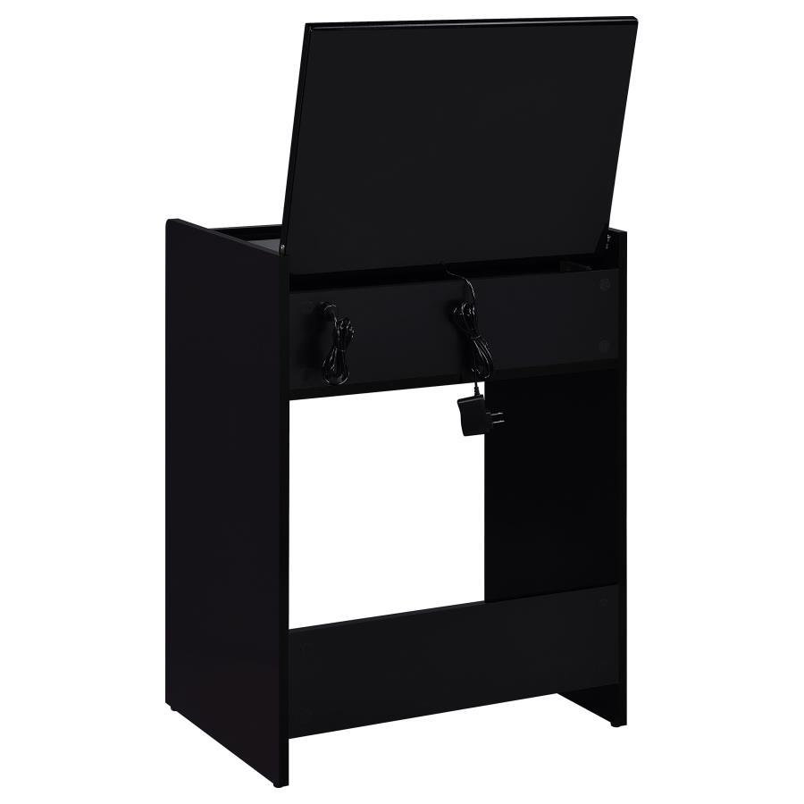 Danbury - 3 - Drawer Makeup Vanity & Stool Set - Black High Gloss Vanity Set modern furniture Contempo Furniture